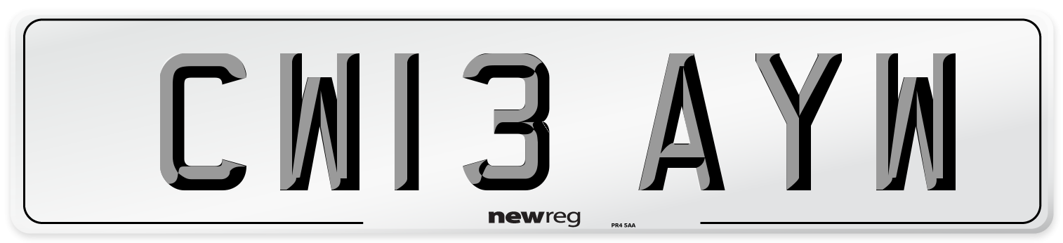 CW13 AYW Number Plate from New Reg